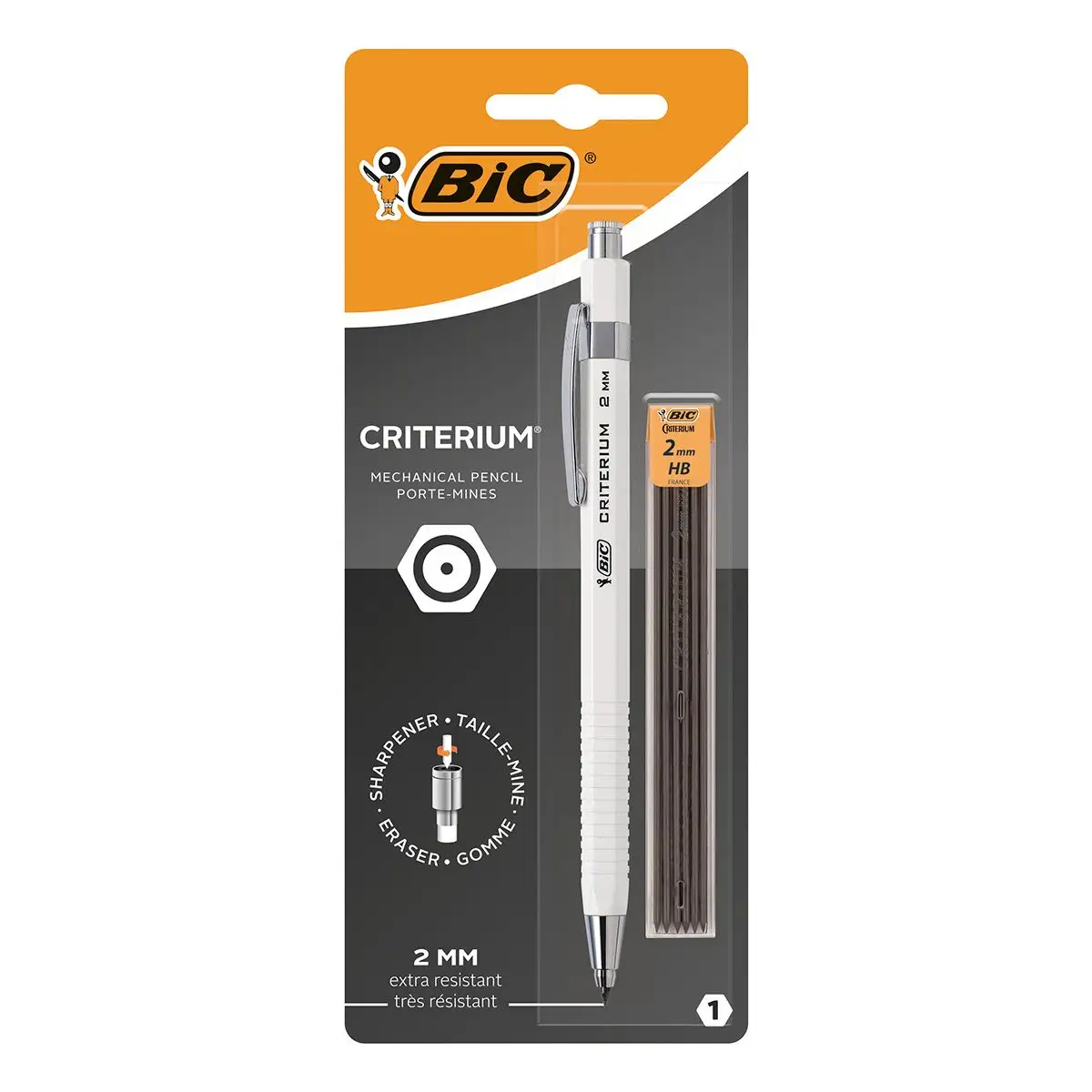 BIC Confezione Da 3 Portamine – Ricariche Di Mine Criterium 0.5 Mm HB, Astuccio Da 12 Mine, Alta Resistenza